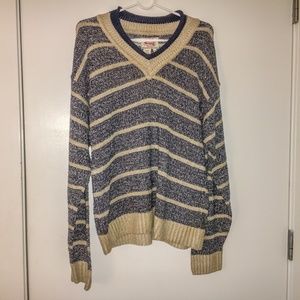 Vintage 80's Armani Jeans Sweater - Striped V Neck